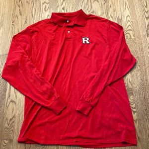 Red Longsleeve Rutgers polo by Jerzees